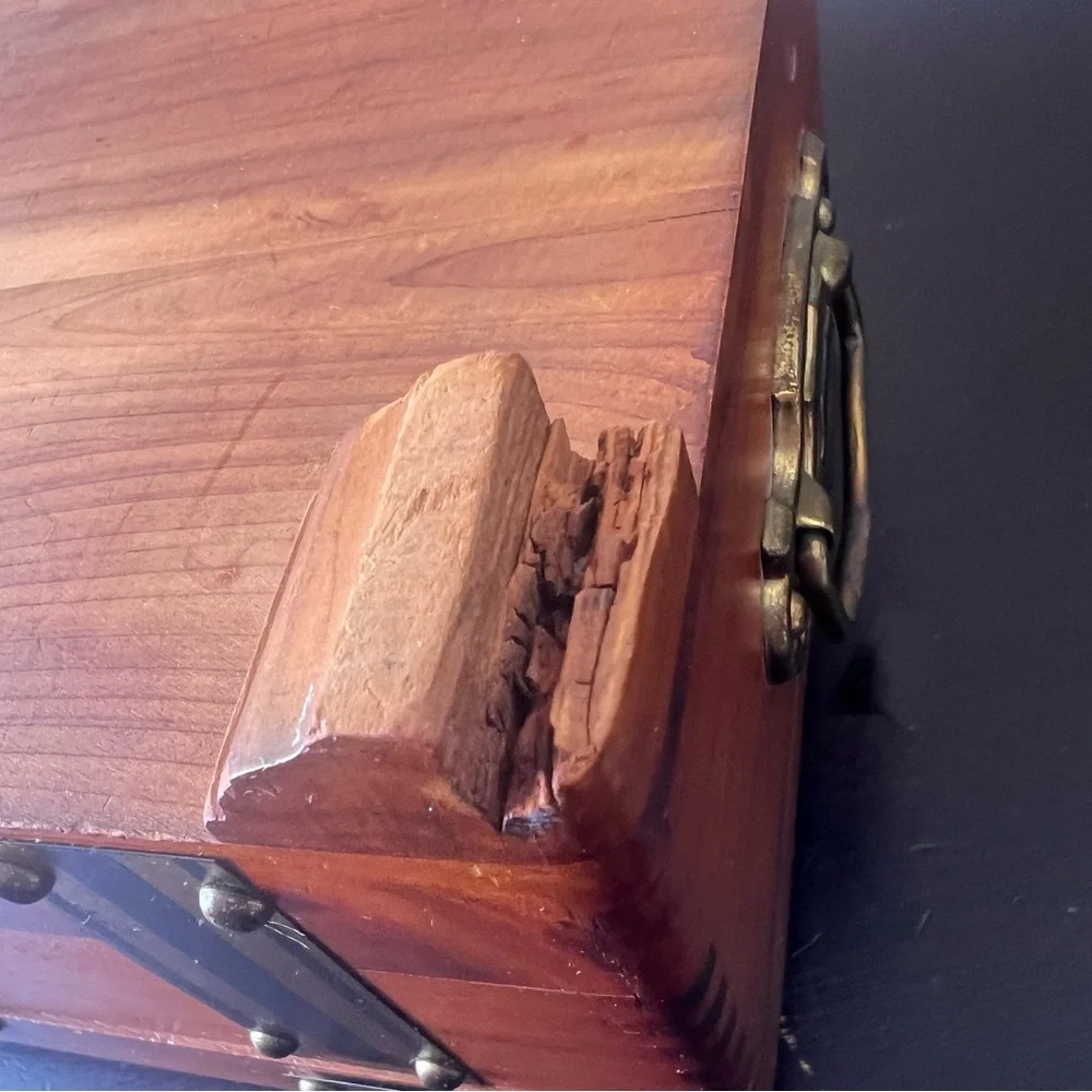 Vintage 1950's Pilliod Wooden Chest Box Swanton Ohio Cedar Jewelry Box Rustic